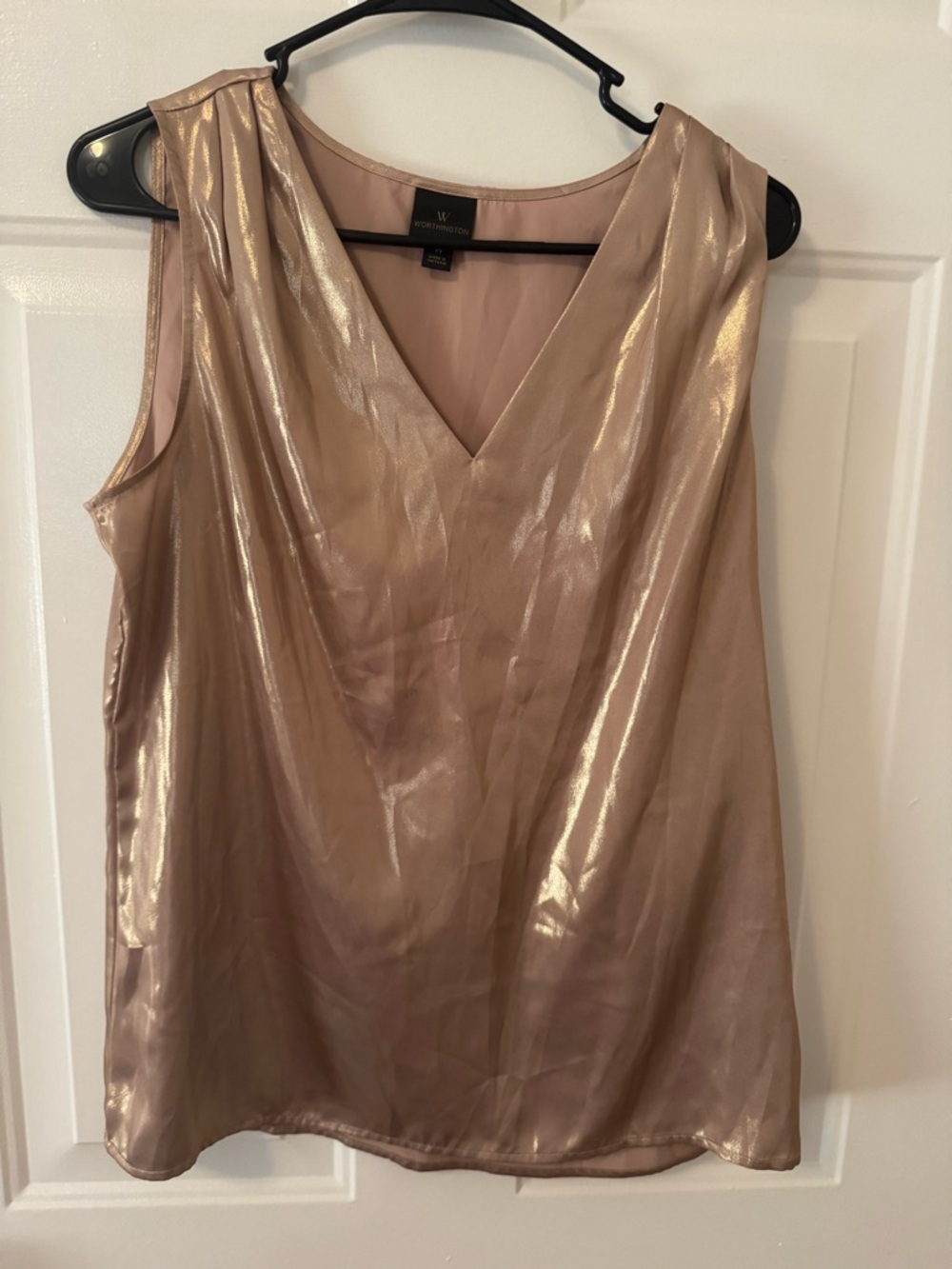 Worthington Metallic Blush V-Neck Sleeveless Camisole